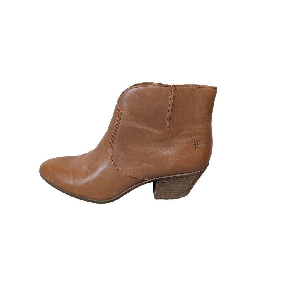 Frye Melissa Ankle Boots Womens 10M Brown Tan Leather Western Almond Toe Casual